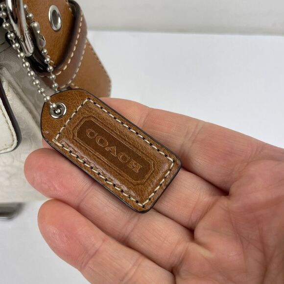 Coach Y2K White Signature Canvas Brown Leather Mini Soho Hobo Shoulder Bag #1444 - Picture 6 of 17